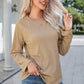 Round Neck Raglan Sleeve Ribbed Blouse