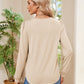 Ruched Round Neck Long Sleeve Blouse