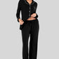 Collared Neck Long Sleeve Loungewear Set with Pockets