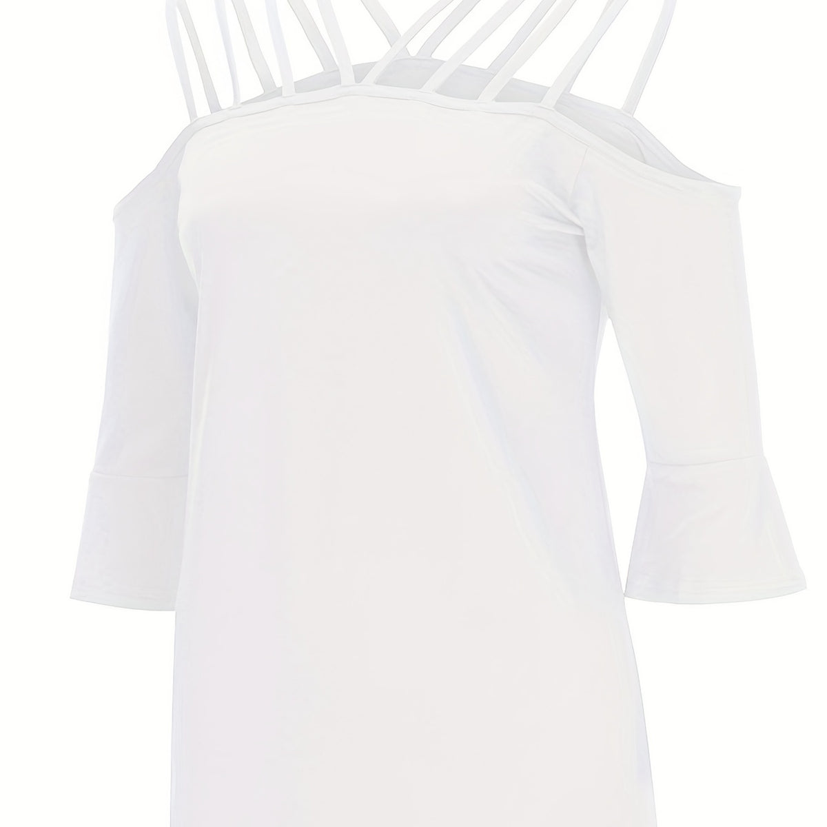 Full Size Cold Shoulder Three-Quarter Sleeve Blouse