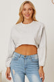 Round Neck Dropped Shoulder Cropped Sweatshirt Light Gray