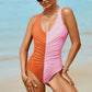 Ruched Plunge Wide Strap One-Piece Swimwear