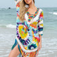 Fringe V-Neck Three-Quarter Sleeve Cover Up