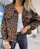 Leopard Raw Hem Denim Jacket Leopard