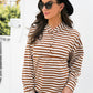 Striped Half-Button Dropped Shoulder Hoodie