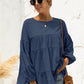 Round Neck Bubble Sleeve Tiered Blouse