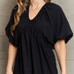 Hailey & Co Comfort Cutie Double V-Neck Puff Sleeve Mini Dress