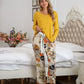 Round Neck Top and Printed Pants Lounge Set