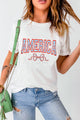 AMERICA Round Neck Short Sleeve T-Shirt White