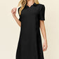 Double Take Full Size Texture Collared Neck Short Sleeve Dress