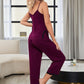 V-Neck Lace Trim Slit Cami and Pants Pajama Set