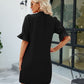 Notched Neck Flounce Sleeve Mini Dress