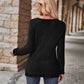 Half-Zip V-Neck Long Sleeve Top