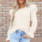 Ruffled Round Neck Flounce Sleeve Top