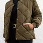 Bubble Texture Snap Down Long Sleeve Winter Coat