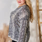 Hailey & Co Full Size Snakeskin V-Neck Long Sleeve Top