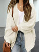 Drop Shoulder Balloon Sleeve Cardigan Tan