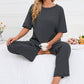 Slit Round Neck Top and Pants Lounge Set