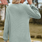 Eyelet Round Neck Long Sleeve T-Shirt