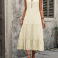 Decorative Button Notched Sleeveless Dress