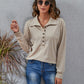 Half Button Dropped Shoulder Blouse