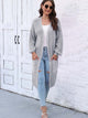 Open Front Longline Cardigan with Pockets Charcoal One Size