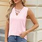 Eyelet Crisscross V-Neck Tank