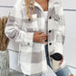 Plaid Dropped Shoulder Long Sleeve Plush Coat