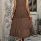 Decorative Button Notched Sleeveless Dress