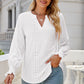 Notched Flounce Sleeve Eyelet Top