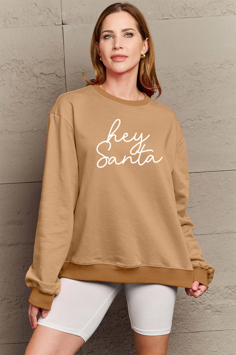 Simply Love Full Size HEY SANTA Graphic Sweatshirt