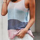 Shiny Color Block Scoop Neck Knit Tank