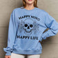 Simply Love Simply Love Full Size HAPPY MIND HAPPY LIFE SKULL Graphic Sweatshirt