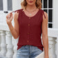 Eyelet Round Neck Wide Strap Tank