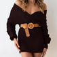 Surplice Neck Long Sleeve Sweater Dress