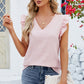 Ruffled V-Neck Cap Sleeve Blouse