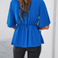 Devine Surplice Tie Waist Half Sleeve Blouse