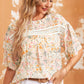 Floral Round Neck Short Sleeve Blouse