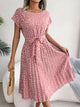 Ditsy Floral Pleated Belted Dress Blush Pink