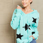 Woven Right Star Distressed Slit Hooded Sweater