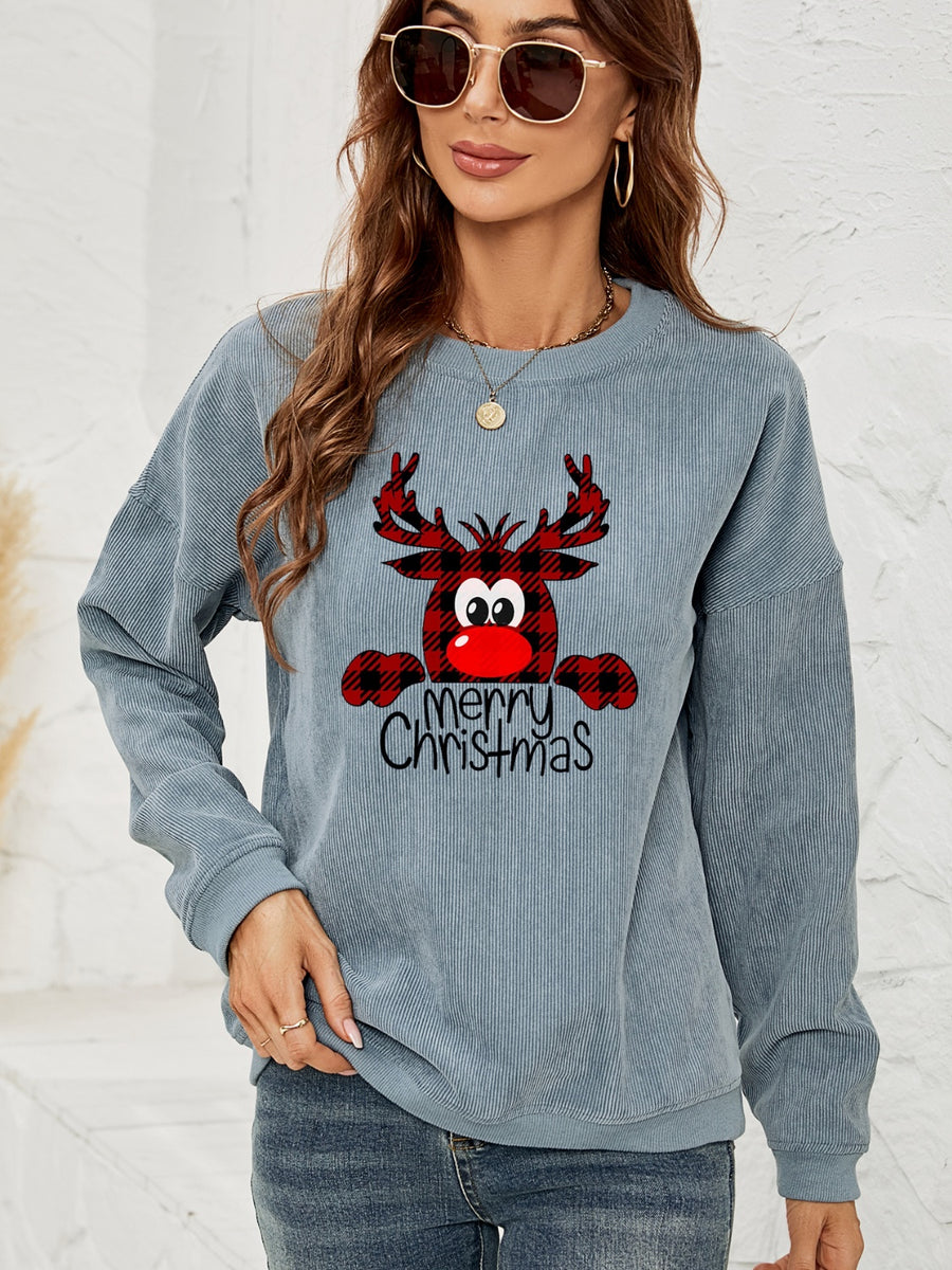 MERRY CHRISTMAS Graphic Sweatshirt Misty Blue
