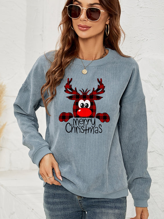 MERRY CHRISTMAS Graphic Sweatshirt Misty Blue