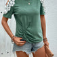 Perfee Lace Detail Round Neck Short Sleeve T-Shirt