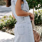 Distressed Half Button Cap Sleeve Denim Dress