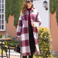 MeiMei Plaid Button Up Dropped Shoulder Coat