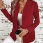 Solid Color Open Front Long Sleeve Cardigan