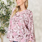 Heimish Full Size Floral V-Neck Balloon Sleeve Blouse