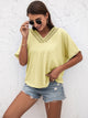 Ivy Lane Lace Detail V-Neck T-Shirt Light Yellow