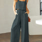 Square Neck Top and Wide Leg Pants Set