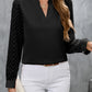 Notched Long Sleeve Blouse